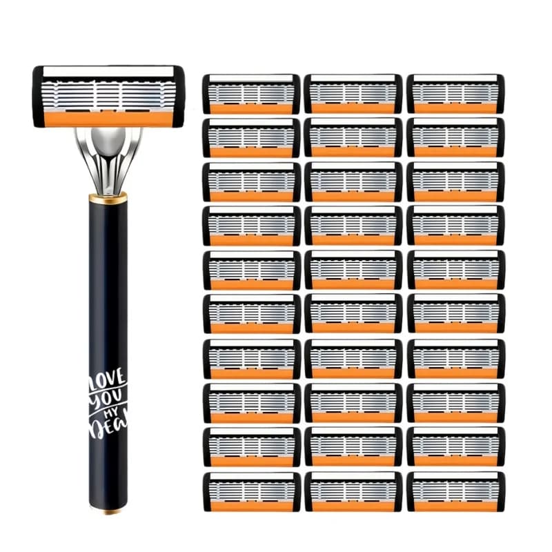 6 Blade Manual Razor for Men, Portable Travel Shaver for Face Beard & Body Hair Removal, Disposable Razors with Non-slip Grip