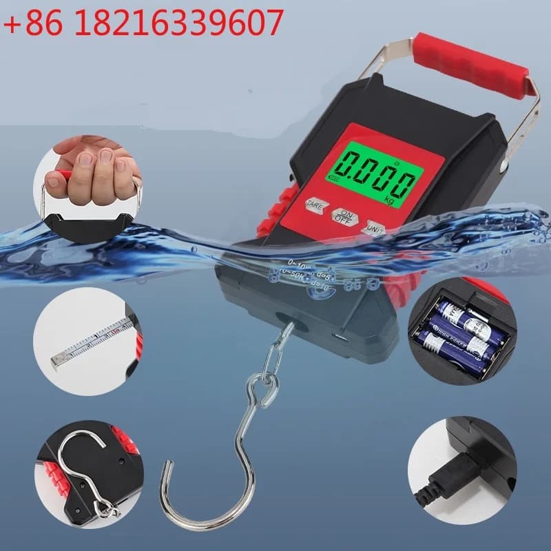 Bilancia digitale portatile impermeabile YAO 50kg con gancio ricaricabile per pesatura di corrieri, caccia, bagagli e uso domestico, 1.5M