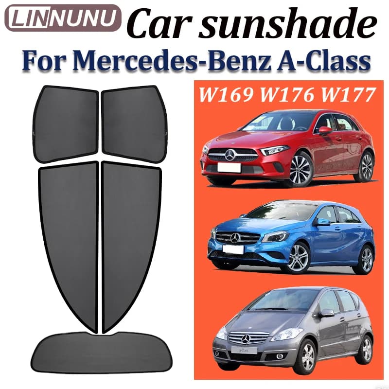 LINNUNU Tendina Parasole Magnetica per Mercedes Benz Classe A W169 W177 W176, Protezione UV per Finestrini Laterali