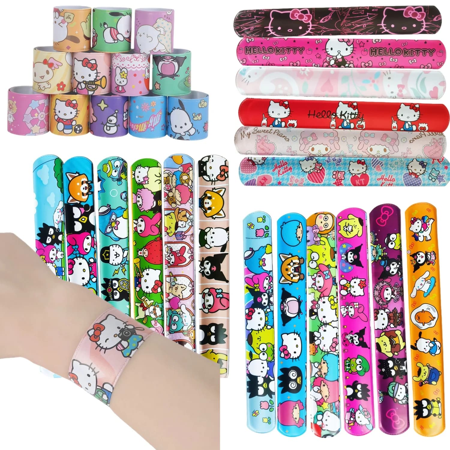 Braccialetti schiaffo Hello Kitty Bomboniere per feste di compleanno Braccialetti per gattini carini Braccialetti regalo giocattolo per bambini Regali per ragazze Forniture