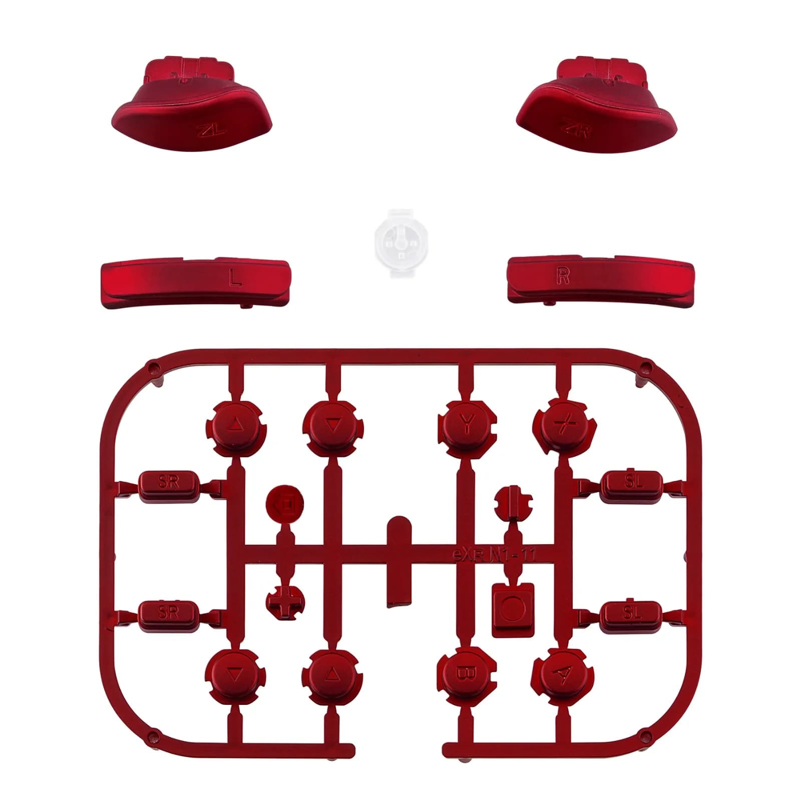 eXtremeRate Set completo di pulsanti rossi con strumenti per interruttore NS e tasti di direzione ABXY di ricambio JoyCon OLED SR SL L R ZR ZL Trigger