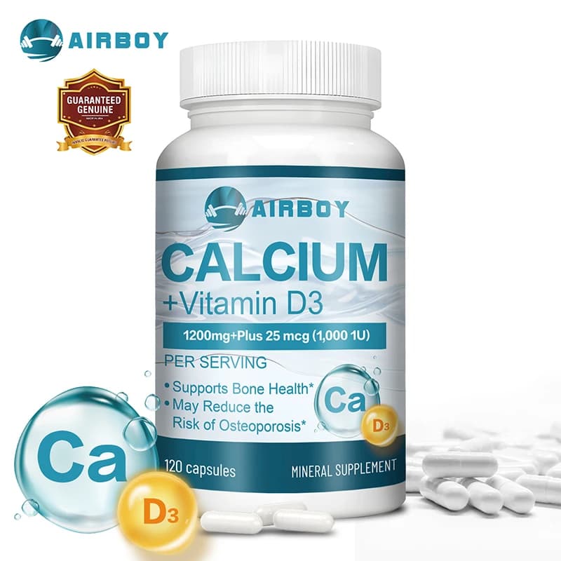 Calcium capsules + vitamin D3: immune support, helps regulate calcium metabolism and promotes healthy bones, teeth and skin
