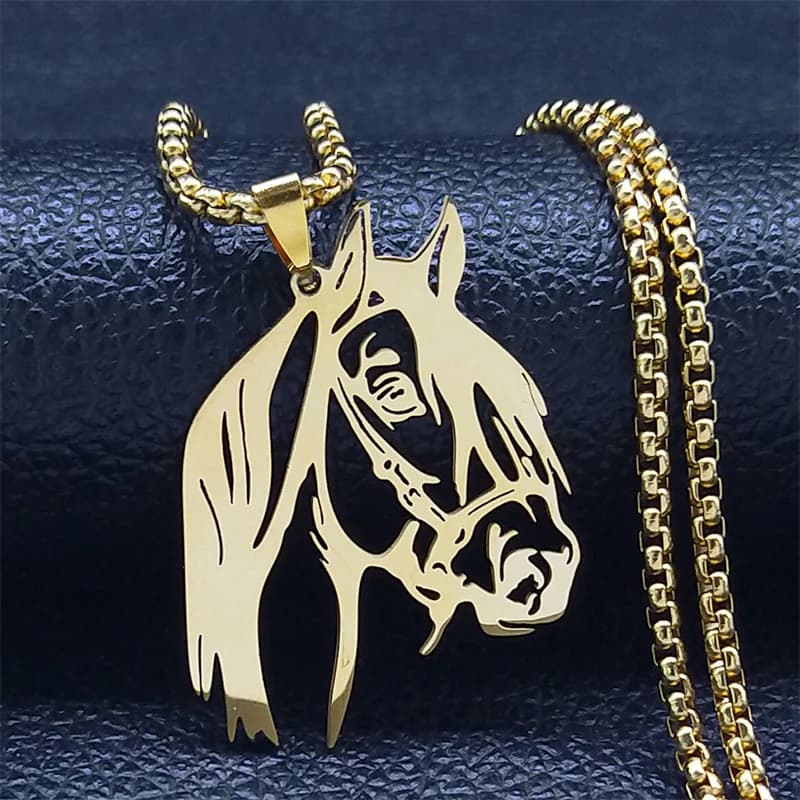 Collana con ciondolo testa di cavallo per donna/uomo Accessori per cavalli animali in acciaio inossidabile Collane a catena Gioielli colar masculino N2026