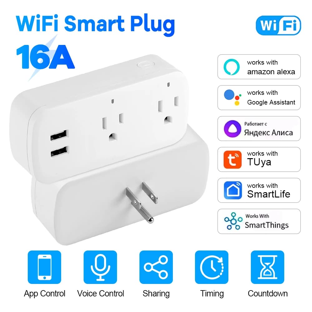 Smart 16 A Plug with Bluetooth App Control Power Monitor Timer Countdown Group Voice Control Memory Switching Works with Alexa