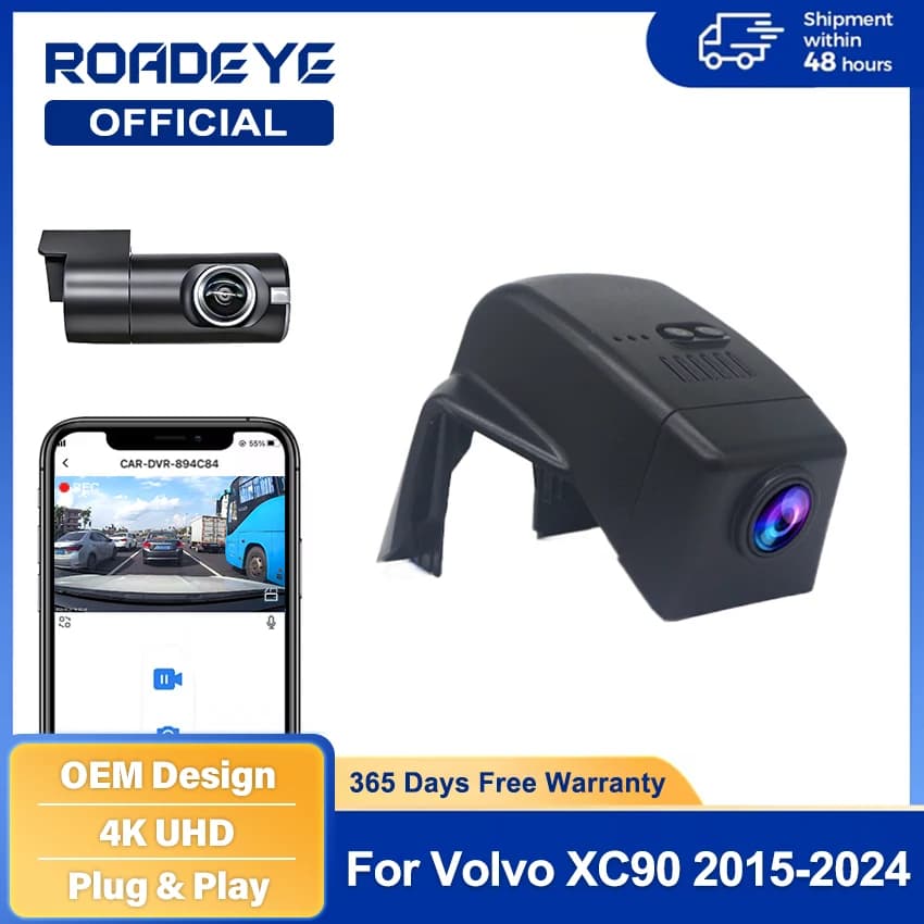 Per Volvo XC90 2015-2018 2019 2020 2021 2022 2023 2024 Telecamera DVR Nascosta per Auto Plug and Play, Registratore di Guida 4K DashCam