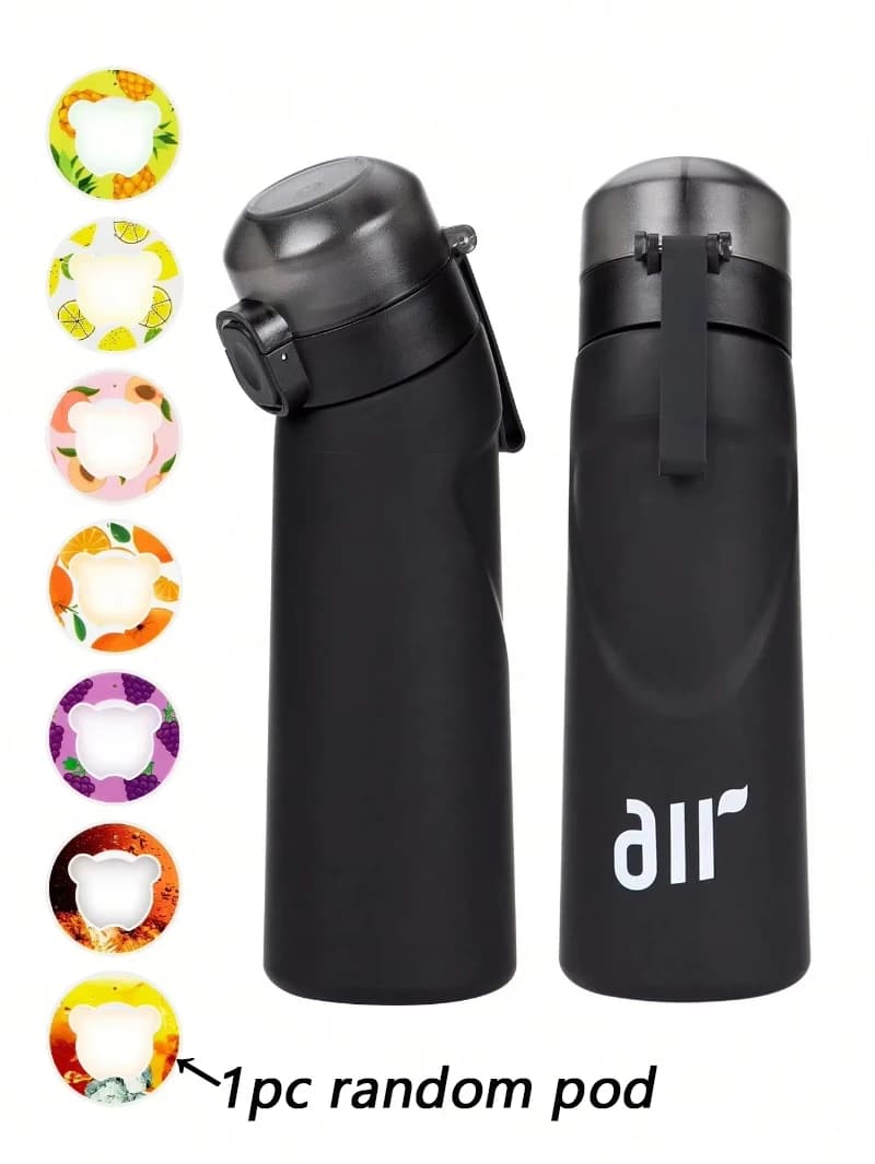 1-piece air water bottle with 1 transparent portable casual waffles with leak proof straw suitable for outdoor sports