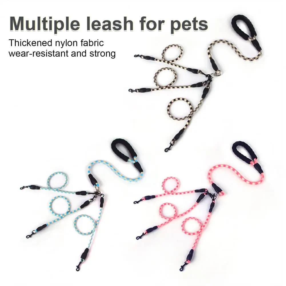 Accoppiatore guinzaglio per animali domestici Guinzaglio per cani multi-impugnatura Kit guinzaglio per cani in nylon resistente con cinghie multi-impugnatura Rotazione a 360 gradi per la media
