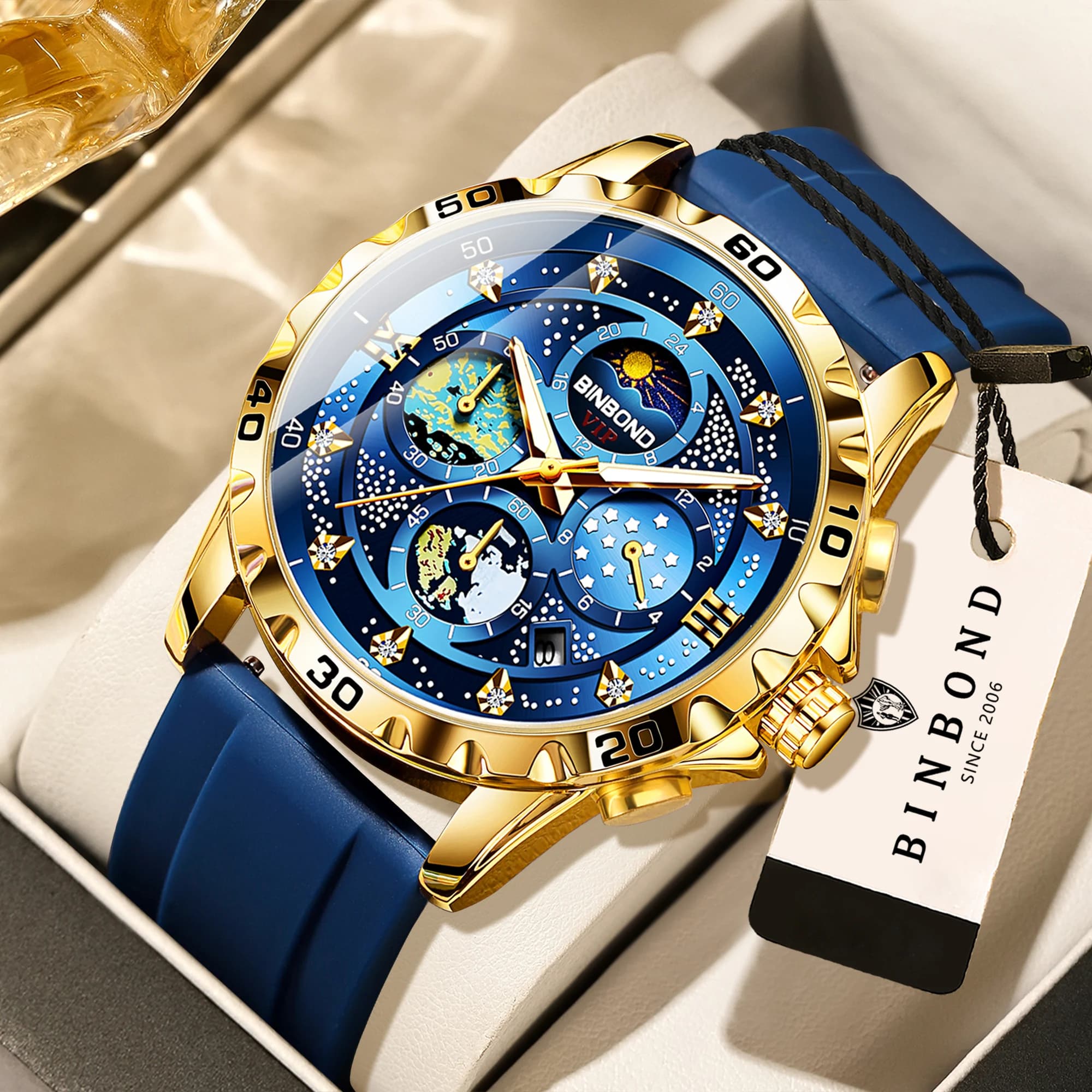 Orologi al quarzo di lusso BINBOND per uomo, luminosi, impermeabili, con data automatica, cronografo, orologio da uomo, business, sport, moda, casual, reloj