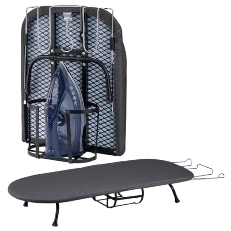 Piccola Asse da Stiro, Compatta e Pieghevole, Mini Asse da Stiro Portatile con Supporto per Ferro da Stiro, Set per Camere da Studente, Camper, Viaggi e Appartamenti