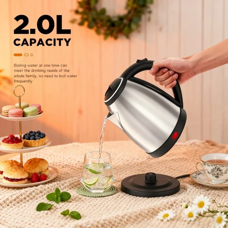Stainless Steel Electric Kettle Kitchen Appliances Intelligent Hotel Family Travel Kitchen Kettle Durable Antirust Electric Kettle