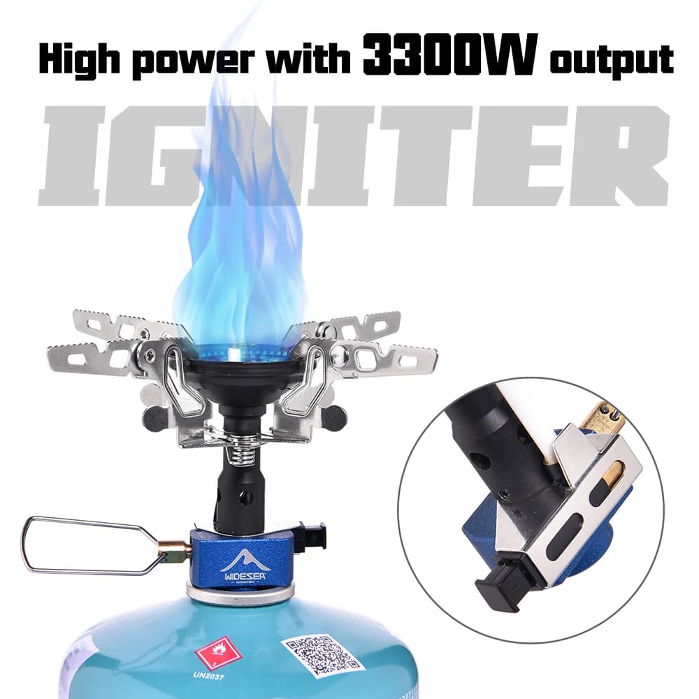 Outdoor 3300W Outdoor Camping Gas Burner with Lighter Camping Equipment Portable Survival Kitchen Bushcraft