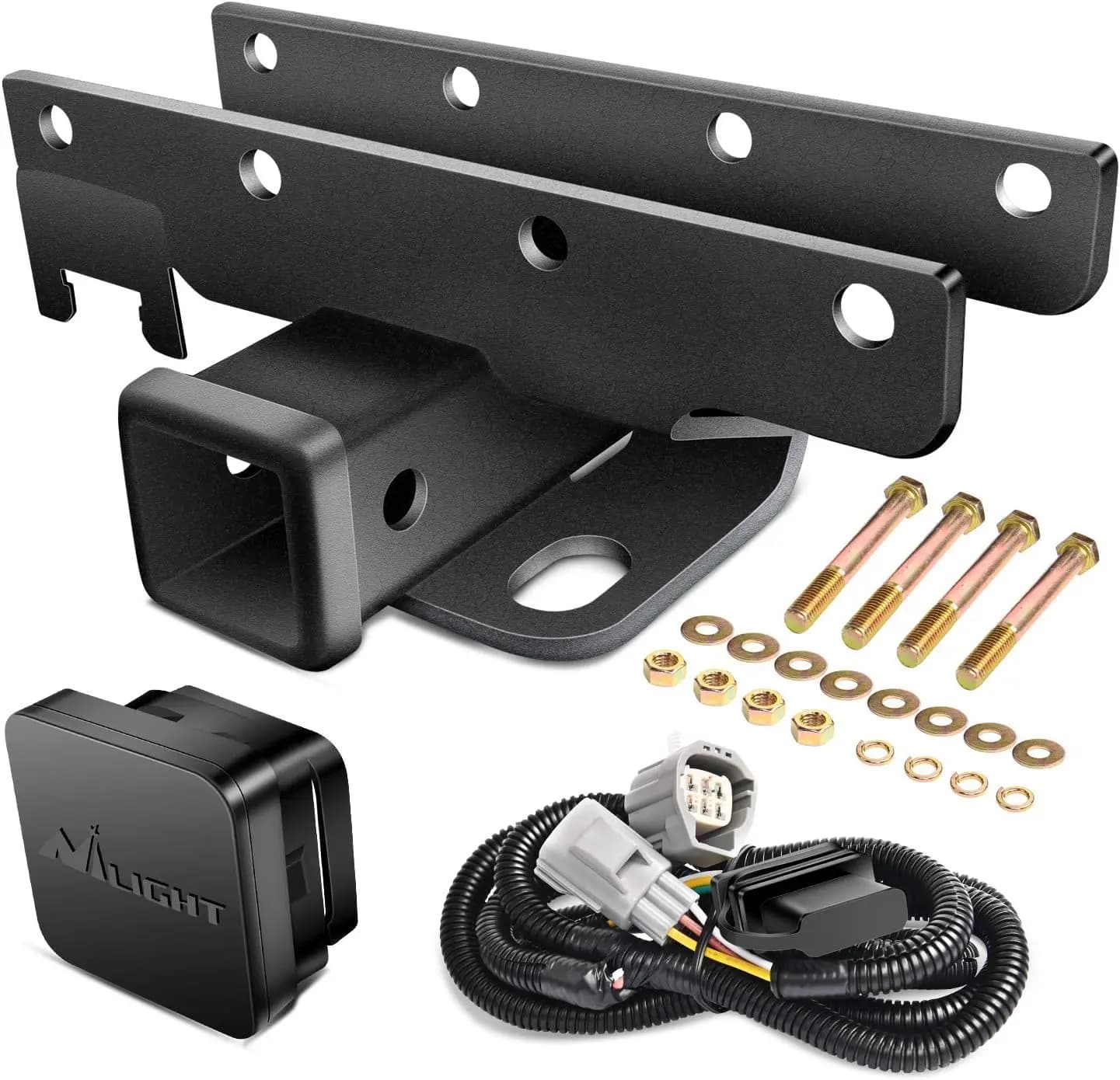 Kit Ricevitore Gancio Traino da 2 Pollici per Jeep Wrangler JK 2007-2018, Include Cablaggio a 4 Pin (Esclusi i Modelli JL)