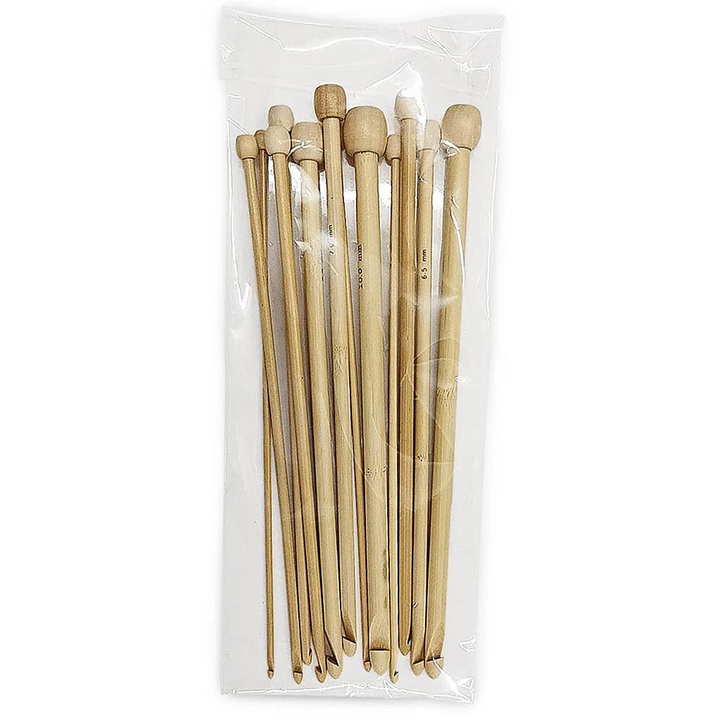 10Sets 12 Sizes 25CM Bamboo Tunisian Crochet Hooks 3.0MM-10.0MM Afghan Knitting Needle Set for Crafting