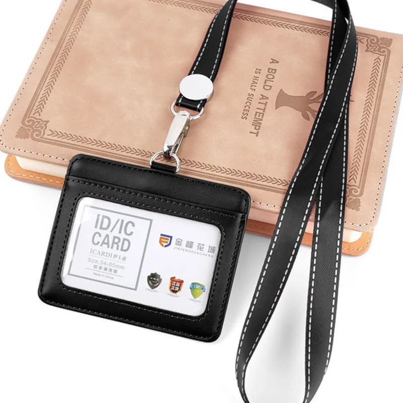 Name Tag Genuine Leather Customizable Badge Luxury Identification Support Couple Lanyard Card Holder Work Office Accessories