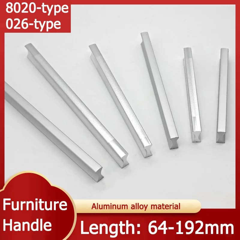 2 pz lunghezza 64 96 128 160 192mm 8020-tipo 026-tipo maniglia dell'armadio maniglia della cucina manopola del cassetto maniglia della porta dell'armadio in lega di alluminio