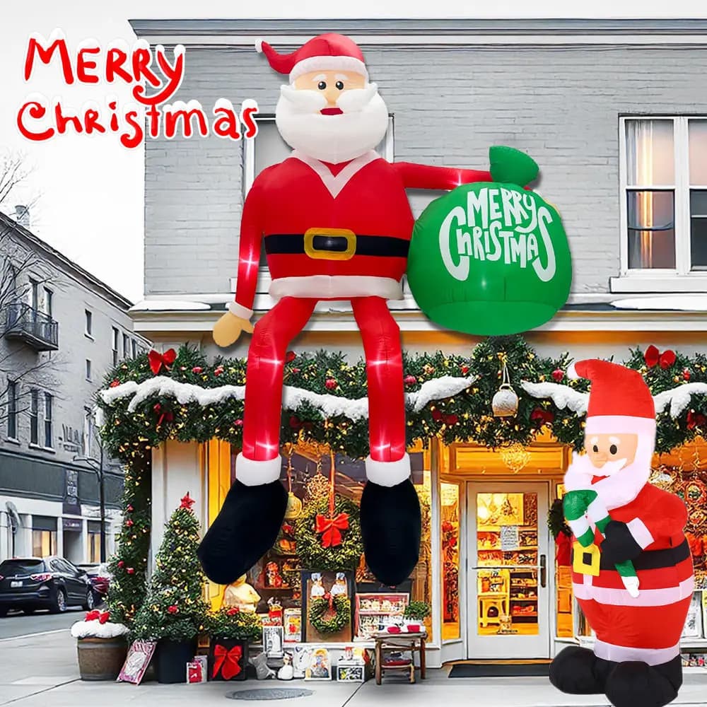 Babbo Natale gonfiabile con sacchetti regalo/castone da passeggio Luci LED integrate per casa all'aperto/caffetteria/festa/cortile/decorazioni natalizie