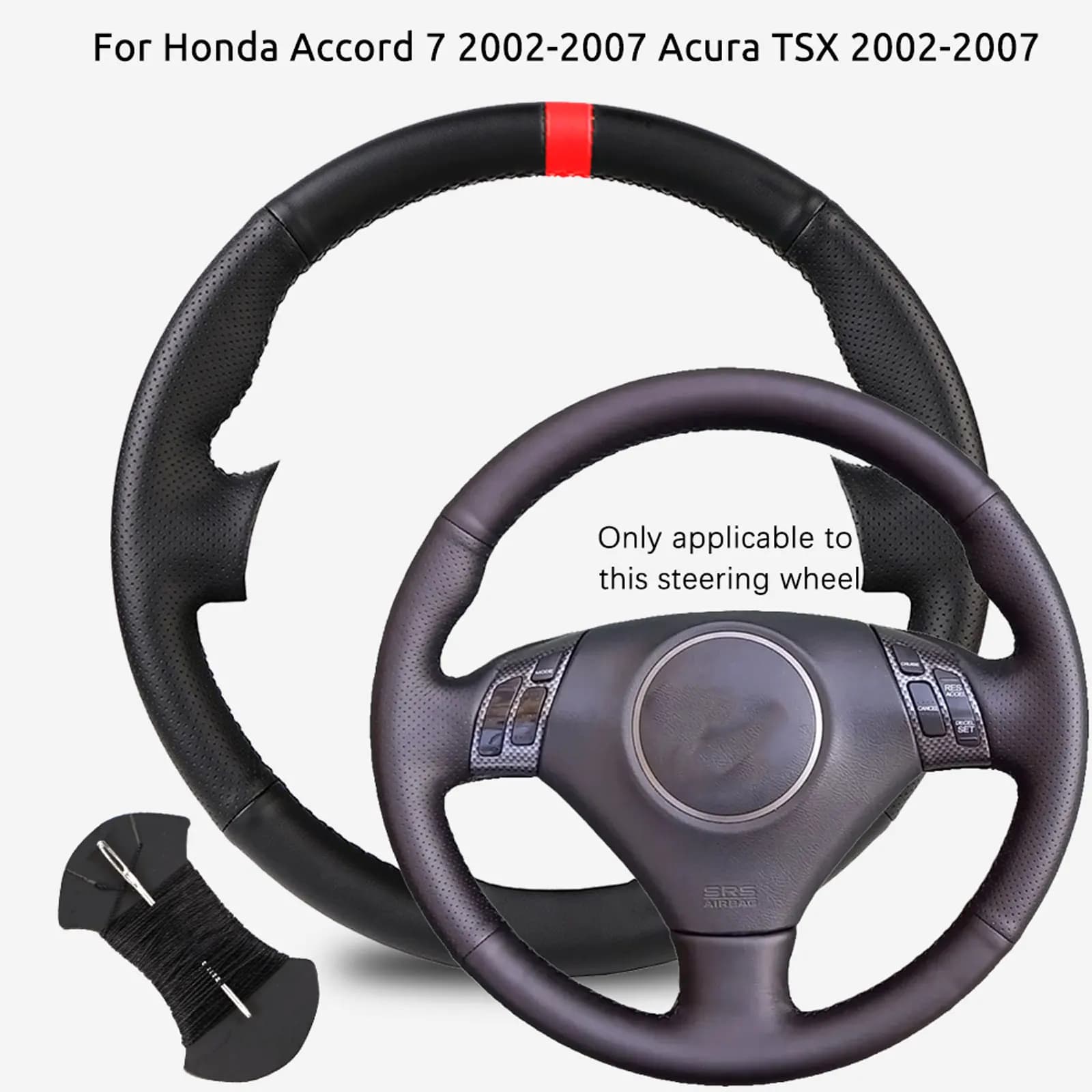 Custom braided cover for car wheel for Honda Accord 7 2002-2007 Acura TSX 2002-2007 Hand sewn steering wheel cover