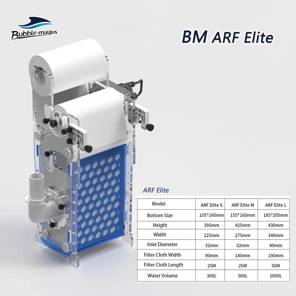 Bubble Magus ARF Elite 2025 Modello Migliorato: Sistema di Filtraggio Automatico con Rullo in Feltro, Potente Purificatore per Acqua di Fondo negli Acquari