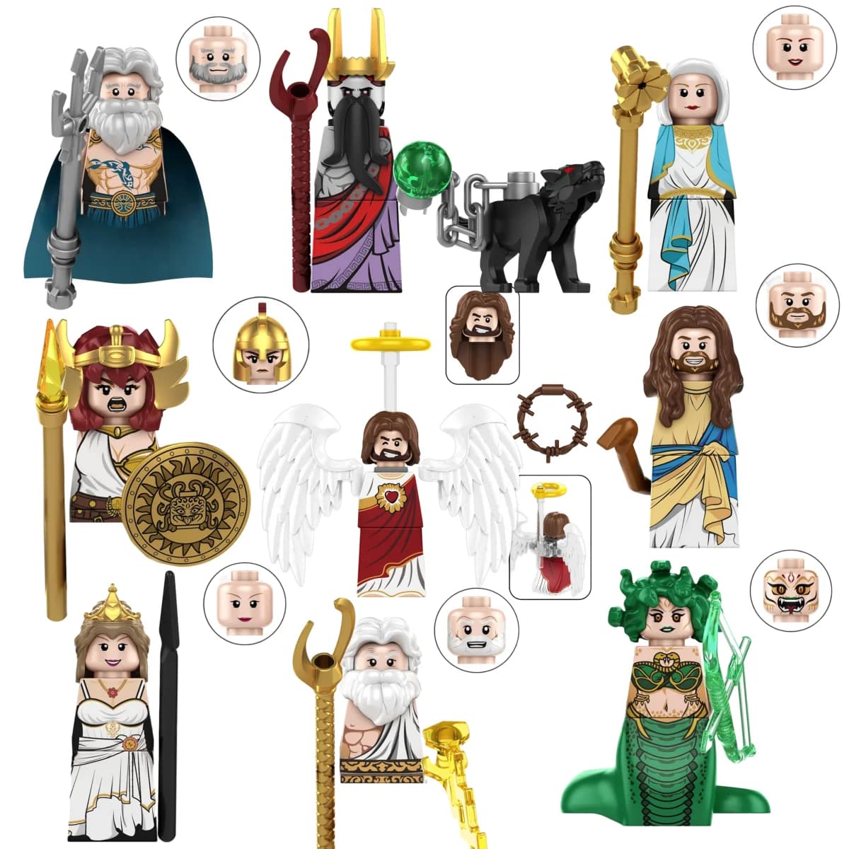 Blind Box TP1044 Mini Figure Mythology Greca Medusa Poseidon Zeus Construction Blocks Jesus Aidea Athena Models Toy