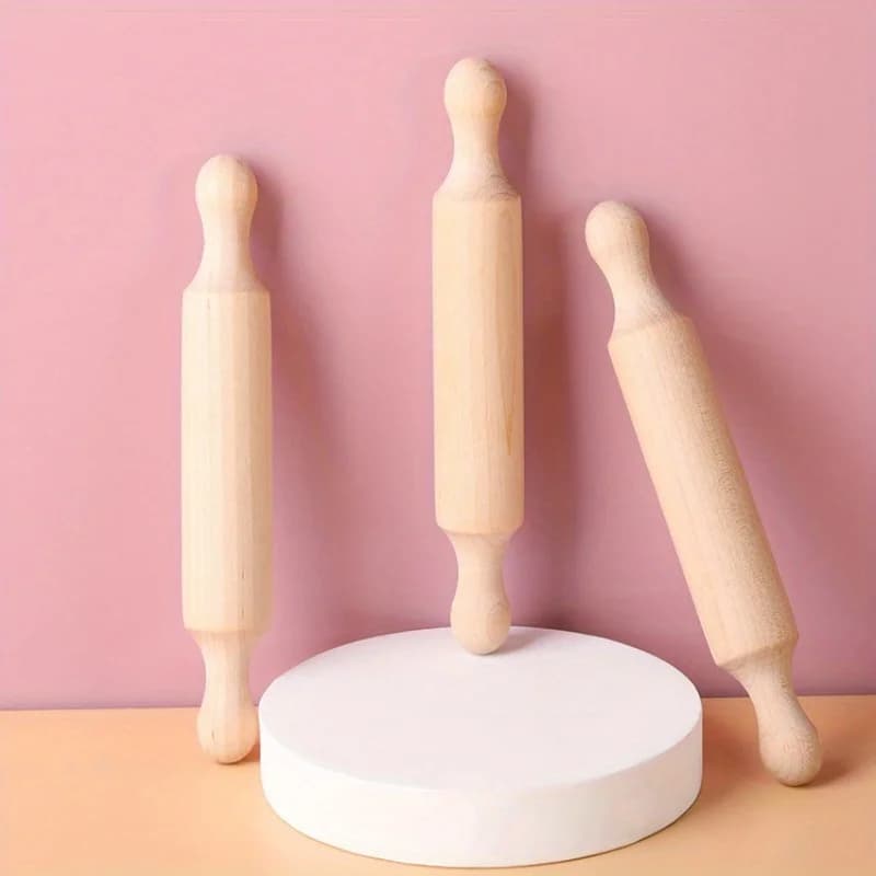 Mini mattarello in legno: un mattarello in legno massello resistente adatto per cuocere al forno, pizza, pasta e mattarello in argilla