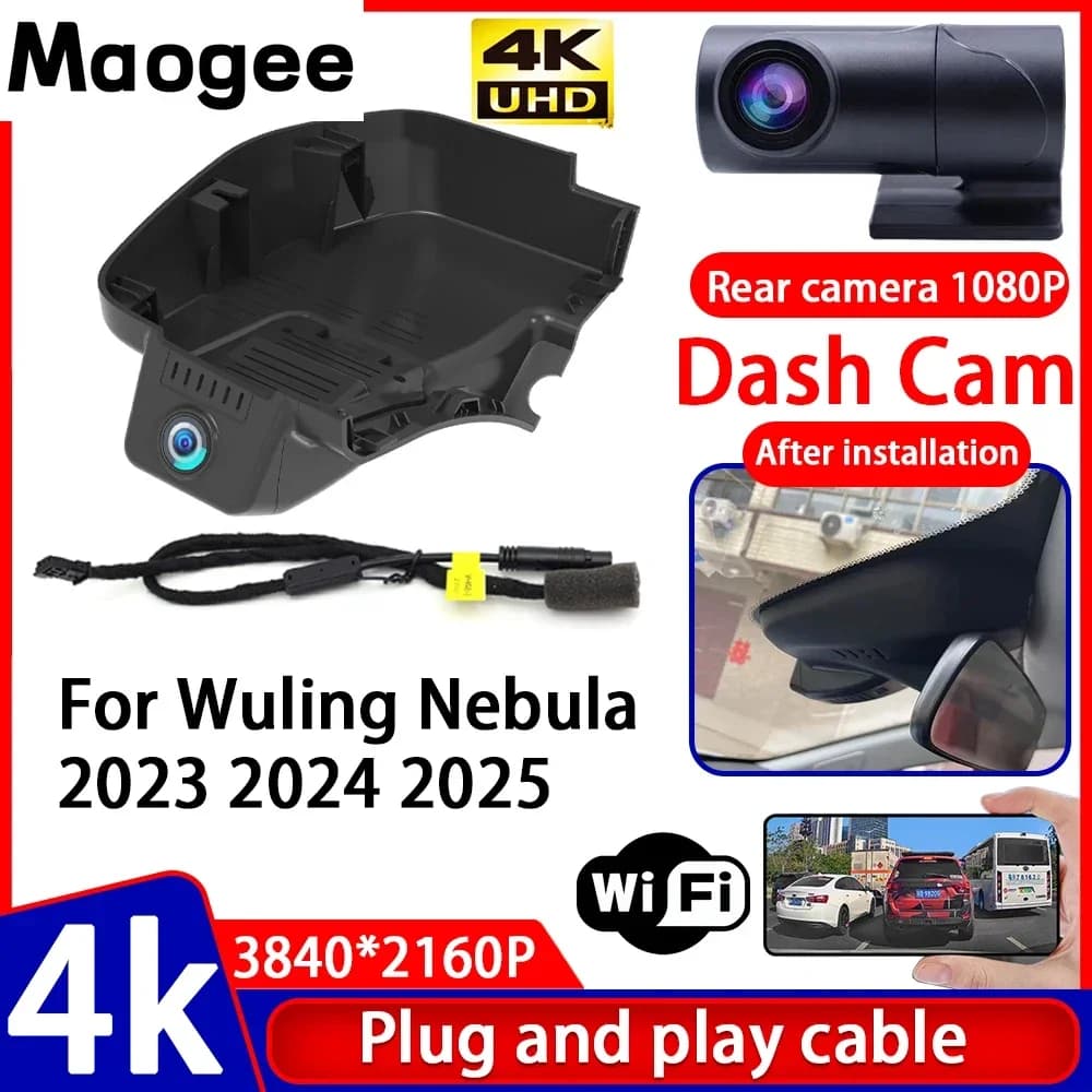 4K UHD Plug and Play Video Recorder, Dash Cam for Auto, Camera for Wuling Nebula 2023 2024 2025