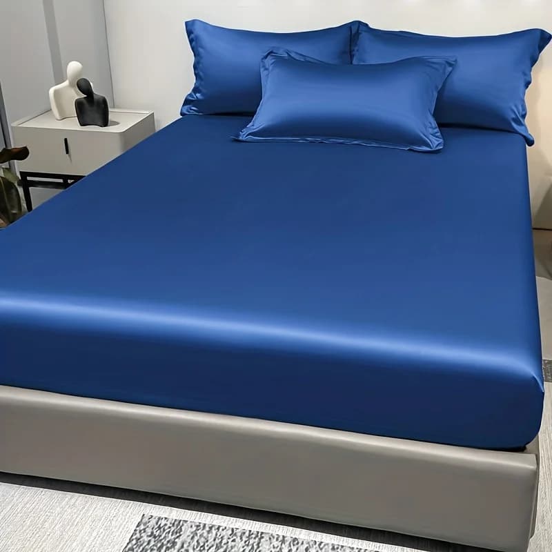 1 lenzuolo con angoli semplice e moderno in raso tinta unita, copriletto in seta ghiacciata tinta unita per camera da letto, biancheria da letto (escluse federe)