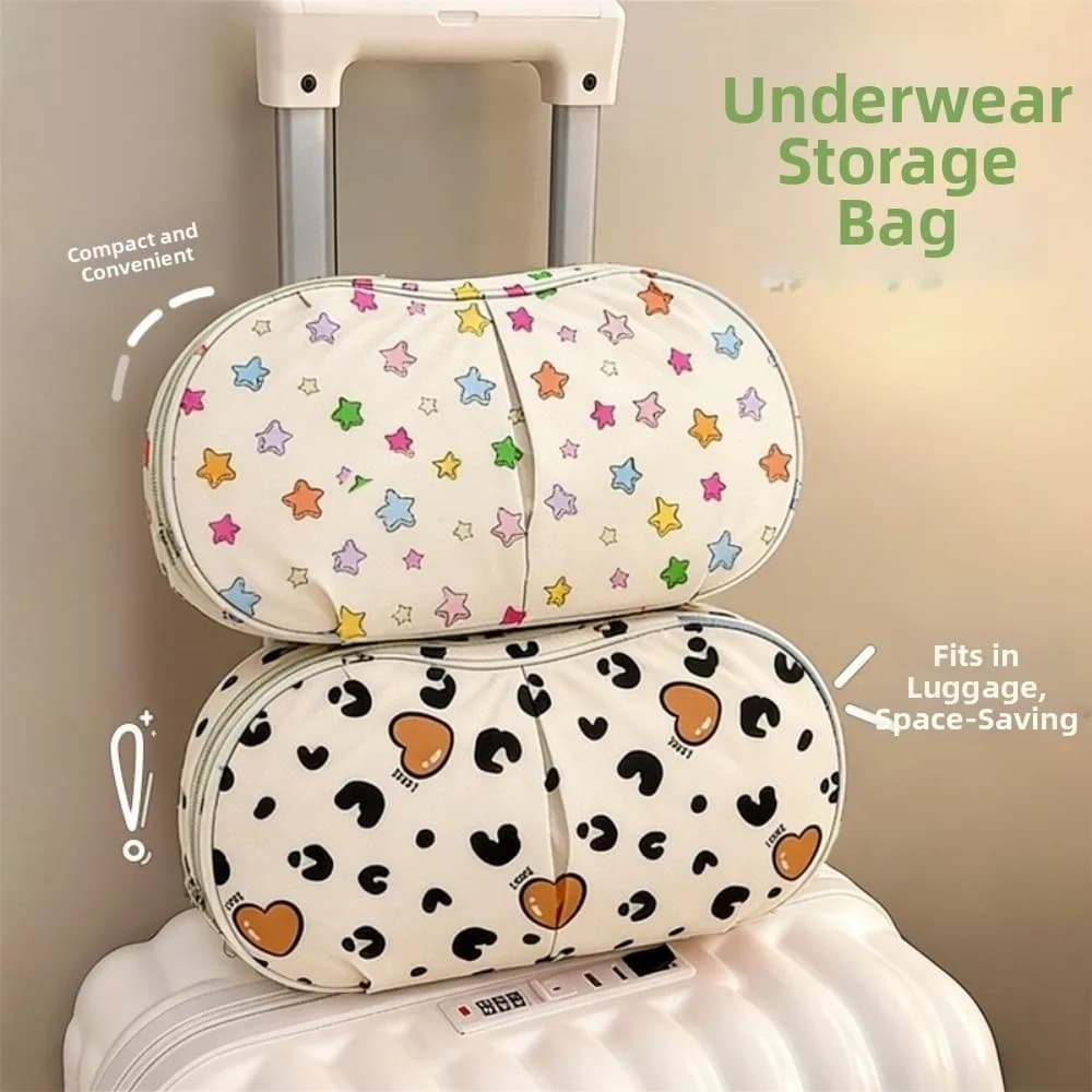 Handheld Underwear Storage Bag Folding Large Capacity Bra Storage Bag Breathable with Zipper Underwear Packing Cube Travel