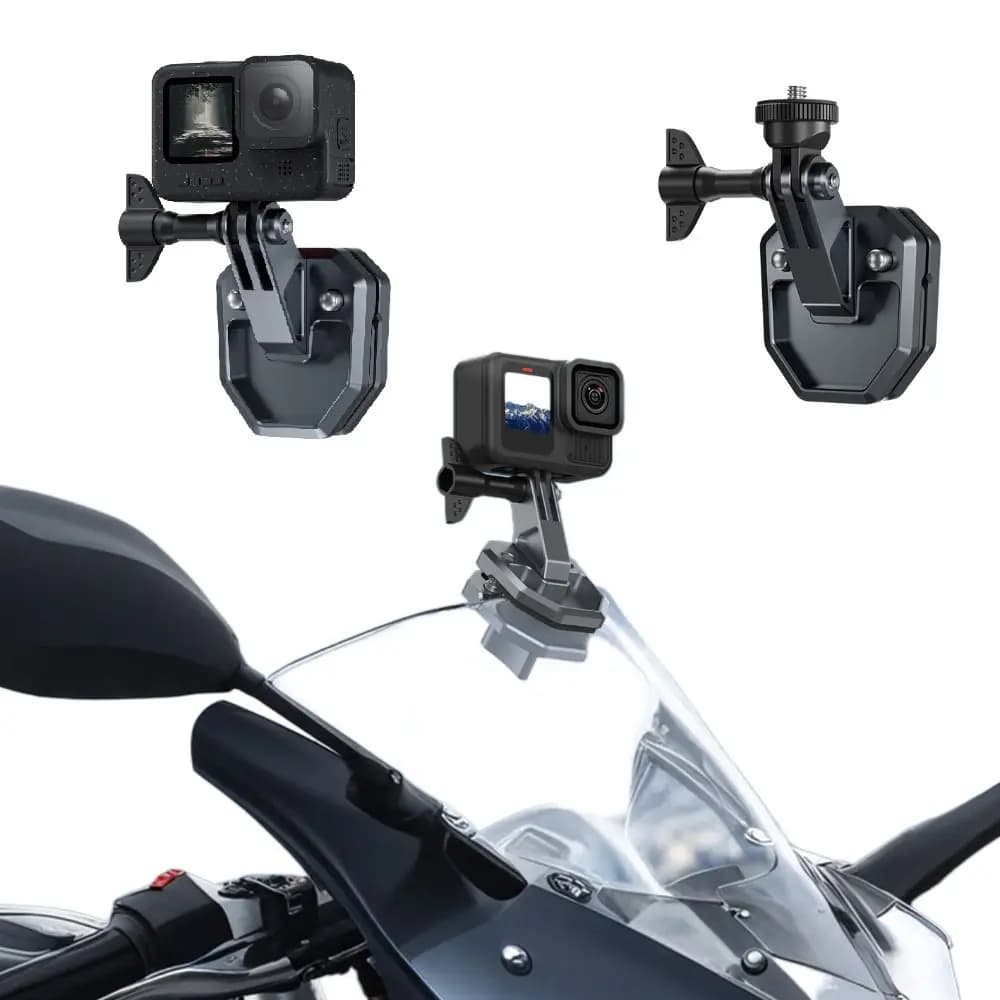 180 ° Adjustable Motorcycle Windscreen Clip with Stable Lock Portable Flexible Camera Holder for Gopro/Insta 360/DJI Action
