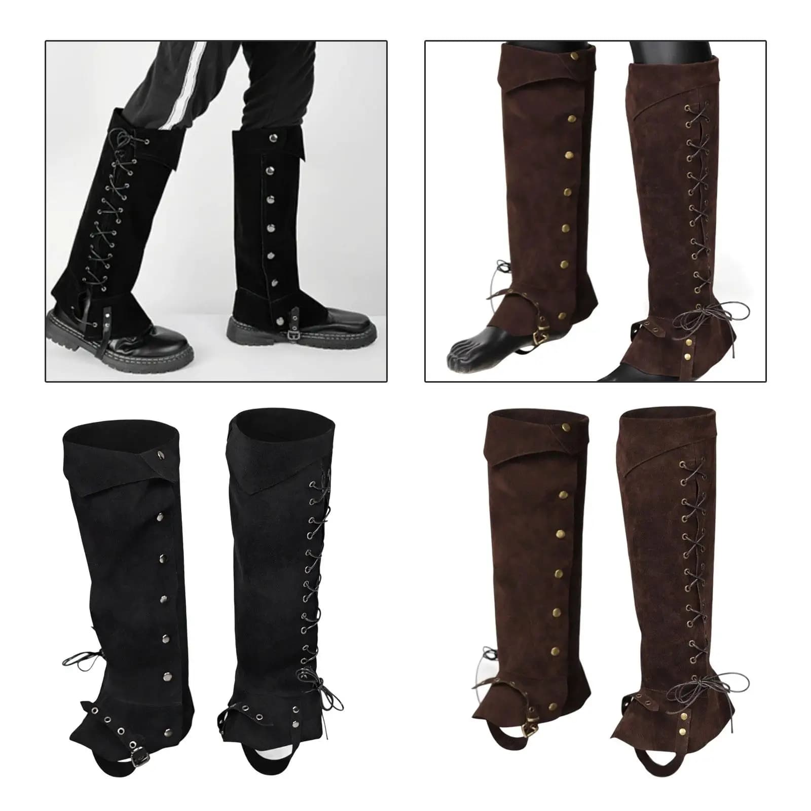 Copristivali pirata Coprigambe Steampunk in pelle PU per escursioni