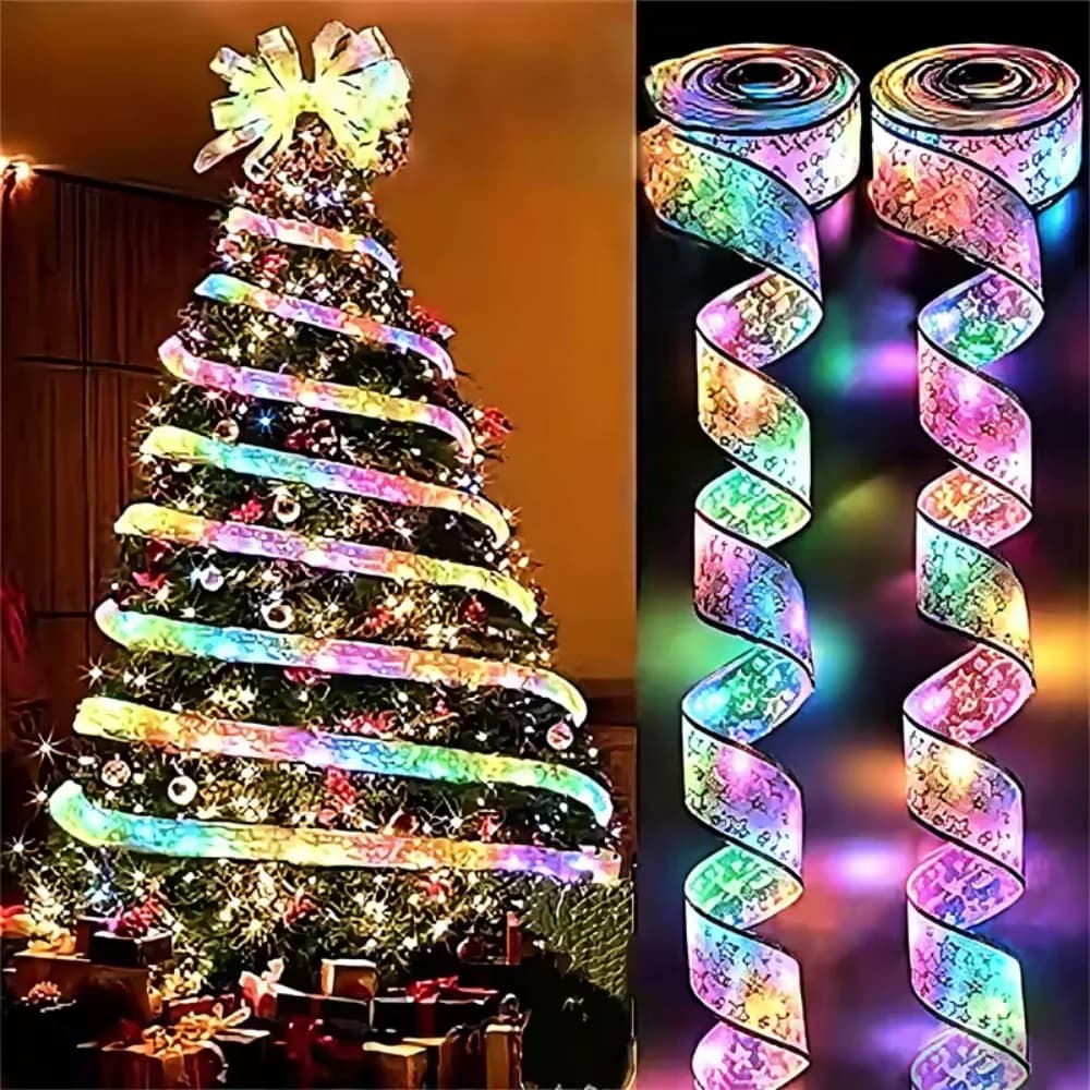 Battery Operated LED Ribbon Fairy Light String 2/5/10M Christmas Tree Garland Lamp for Wedding Party Home Bedroom Decoration
