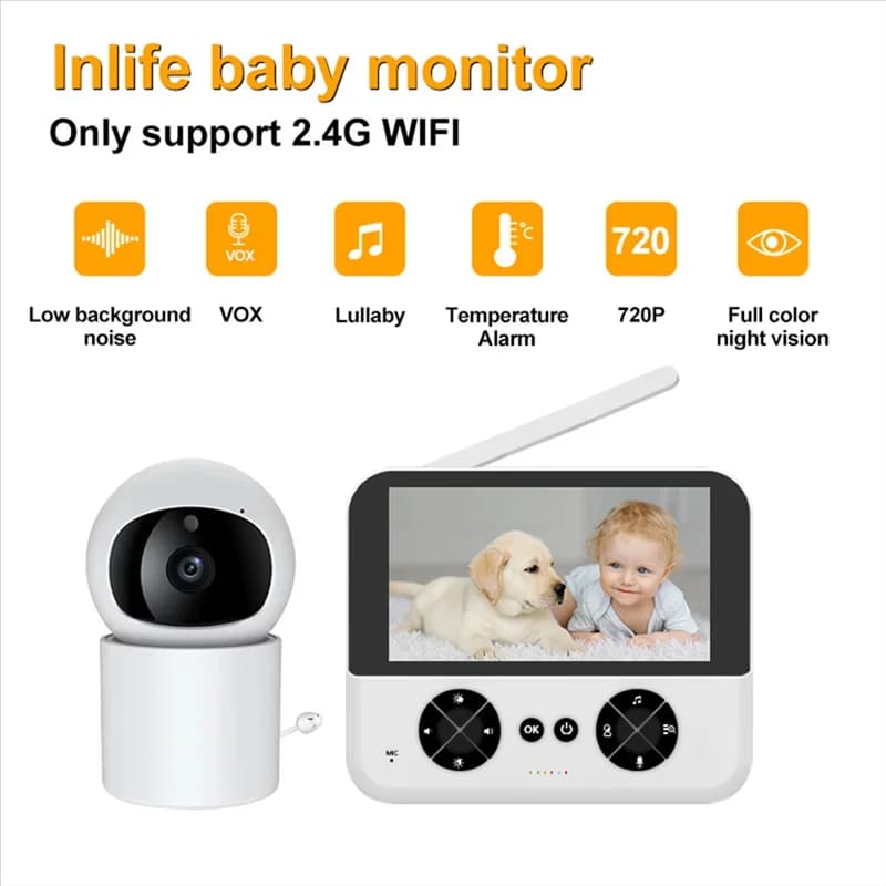 B29C-Video Baby Monitor, Insegnante per bambini, Schermo IPS da 4,3 pollici Baby Camera Monitor Ninna nanna Avviso di alimentazione, 720P