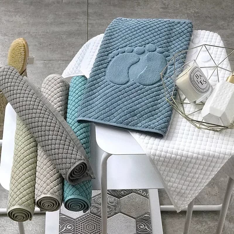 Footprint Cotton Home Hotel Asciugamano da pavimento Ant-slip Spa Beauty Tappetino da bagno per bagno WC Vasca da bagno Tappetino assorbente 80x50 cm
