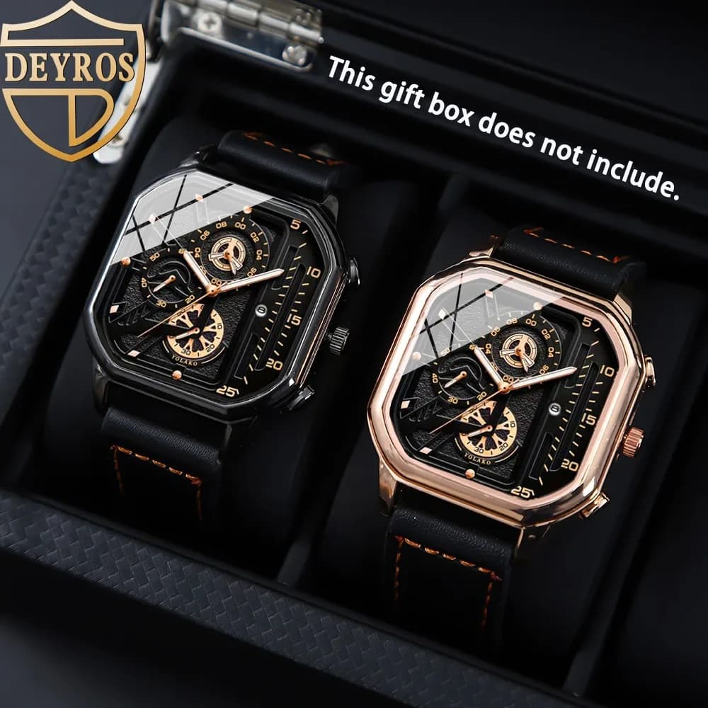 Orologio da uomo alla moda da 2 pezzi Orologio analogico da uomo in pelle PU Orologio da polso al quarzo da uomo casual adatto per fratelli e partner da condividere