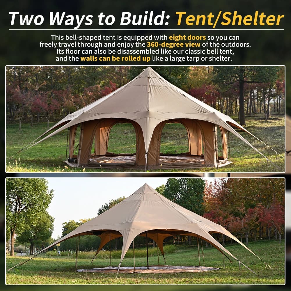 Tenda da campeggio di lusso in tela stile yurt mongola da 4,5 m, modello OEM, ultima versione, per feste all'aperto e campeggio