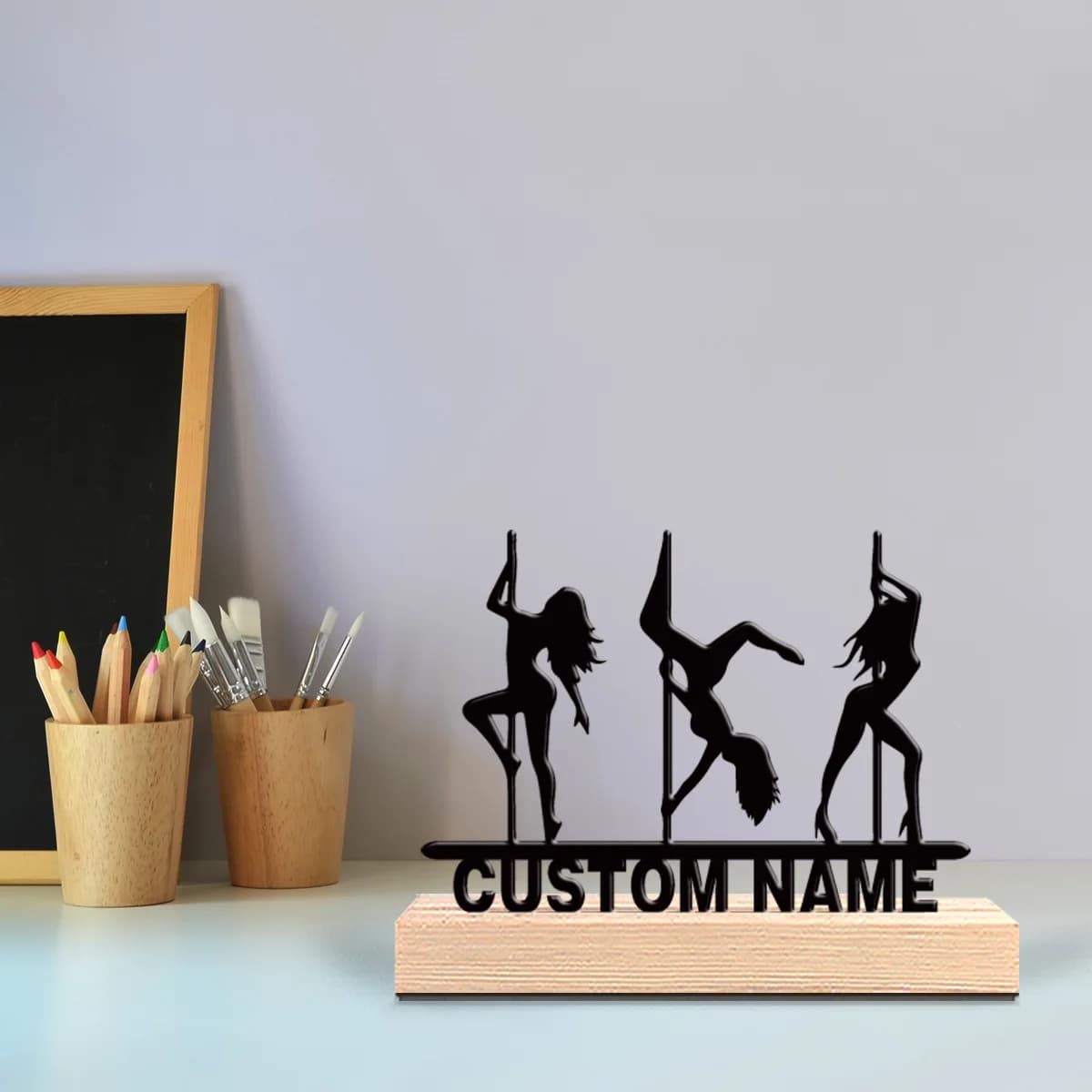 Decorazione da Tavolo in Metallo Personalizzata con Base in Legno, Design Mucca, Maiale, Pecora, 1 Pezzo