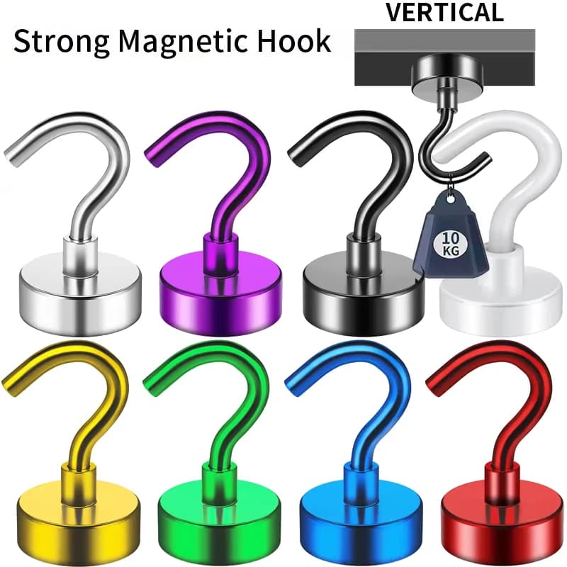 Ganci magnetici a 8 colori Gancio magnetico in metallo resistente da 25 libbre per appendere armadietti Griglia Cucina Garage Posto di lavoro Frigorifero