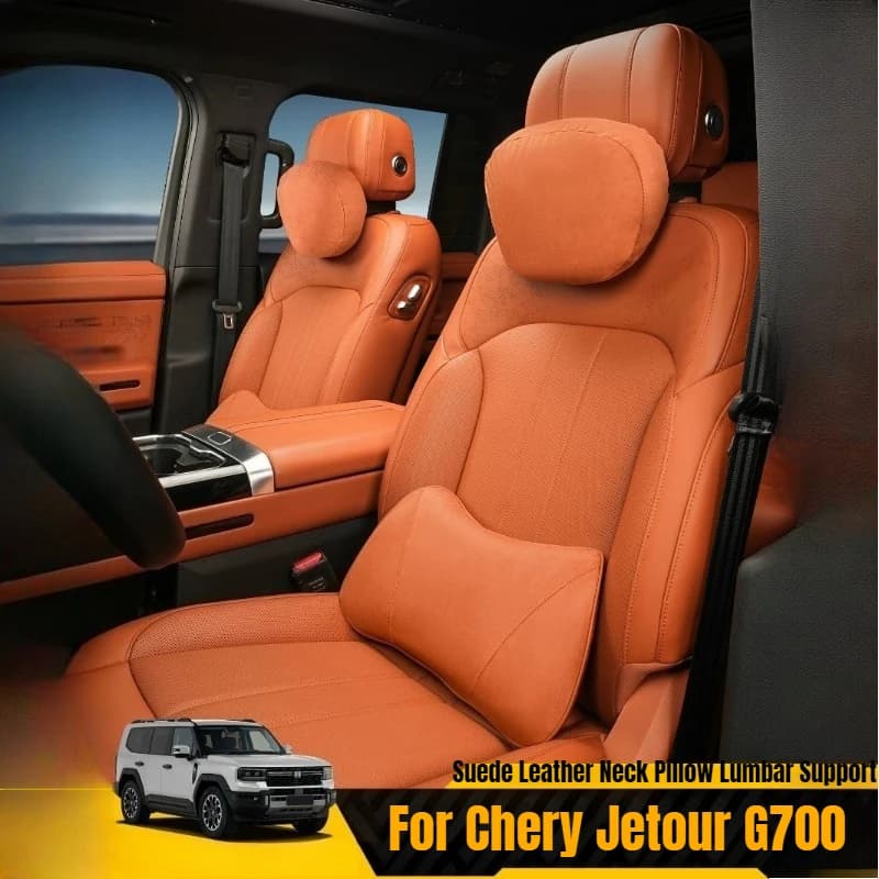 Cuscino per il Collo in Pelle Scamosciata e Supporto Lombare Ergonomico per Chery Jetour G700, Accessori Interni per Sedile Auto Elettrico