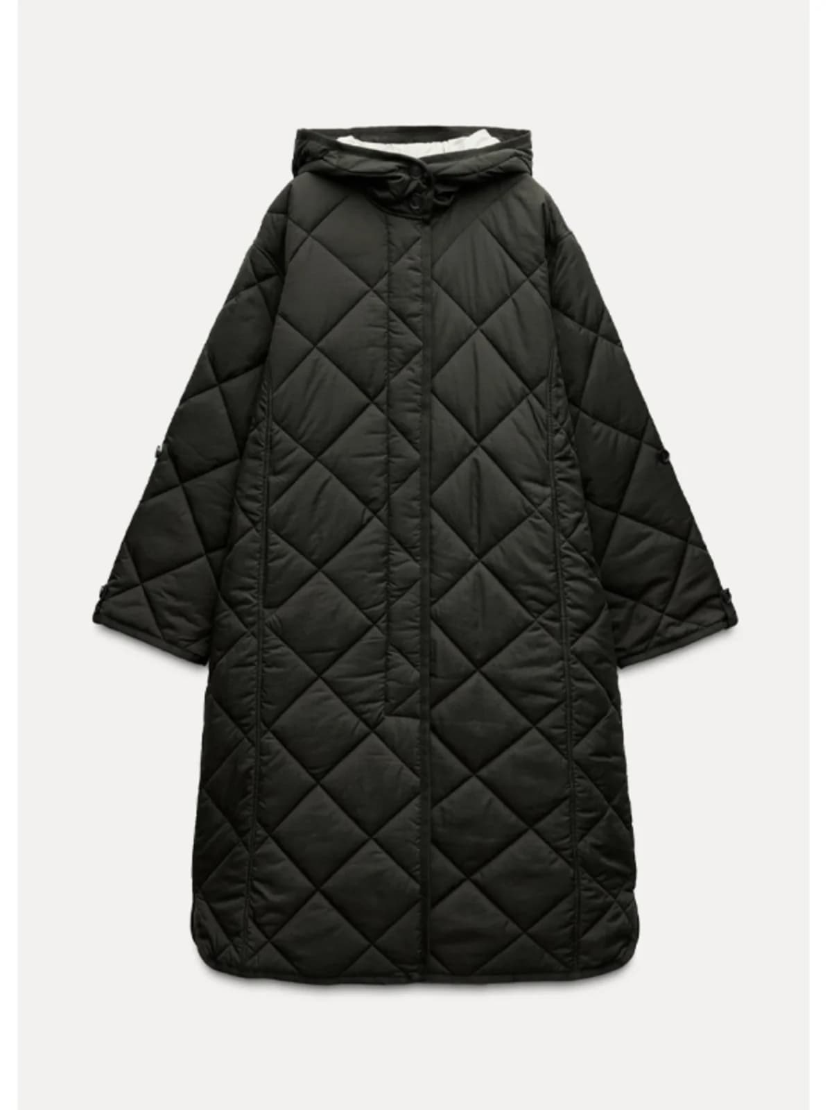 Giacca Casual Comoda e Calda in Cotone con Cappuccio, Stile Lungo, Nera con Decorazioni a Costine, Ispessita, Nuova Collezione Invernale per Donna