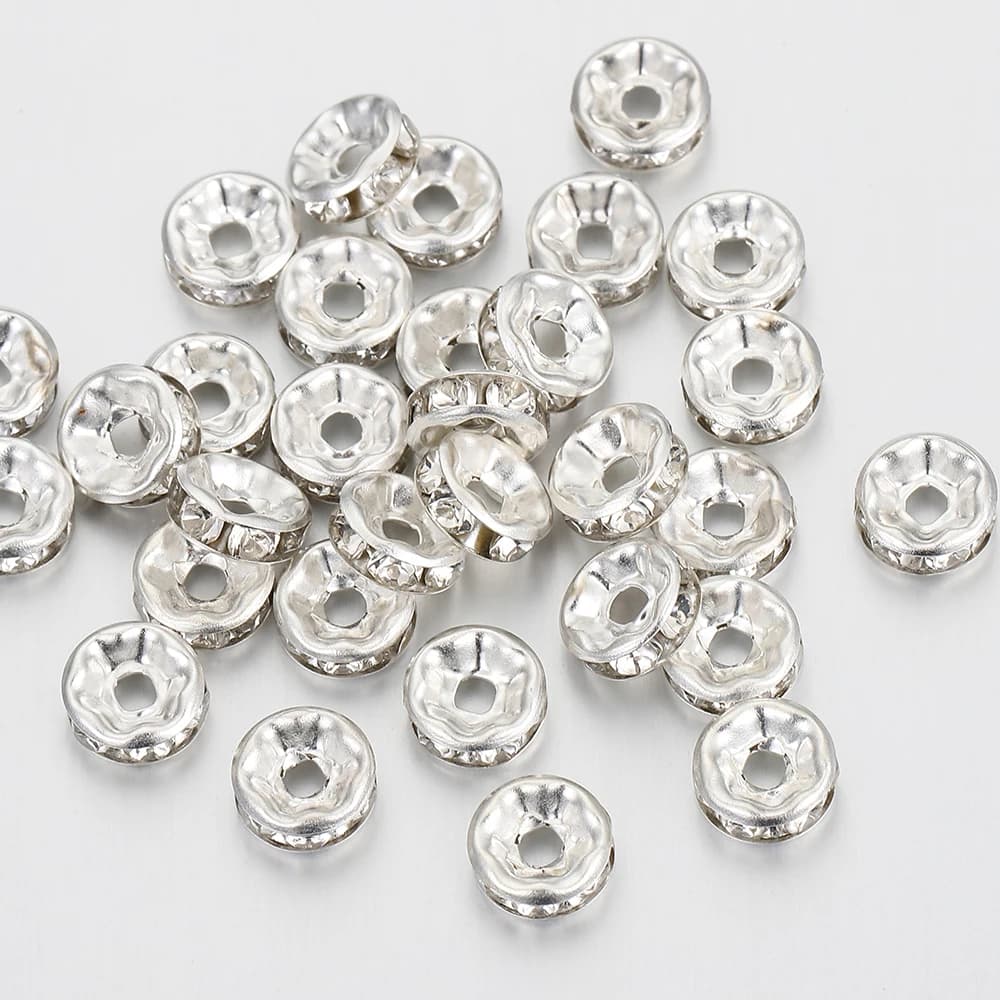100/300/500pcs Silvery Crystal Rhinestone Spacer Loose Beads Bracelet Beads for Bracelet Necklace Jewelry Making DIY Components