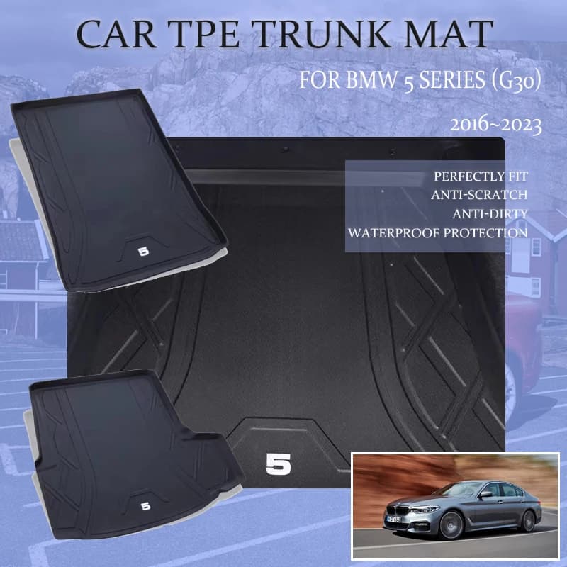 Tappetini portaoggetti per bagagliaio in TPE per Auto per BMW serie 5 G30 2016 ~ 2023 berlina tappetini per bagagliaio per Auto impermeabili coprisedile posteriore fango accessori Auto