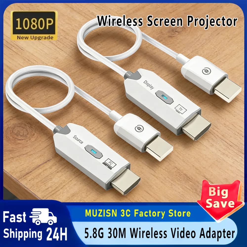 Kit Trasmettitore e Ricevitore HDMI Wireless 5.8G 1080P 30M (98FT) - Adattatore TV Stick Wireless per PC, Laptop, TV, Proiettori