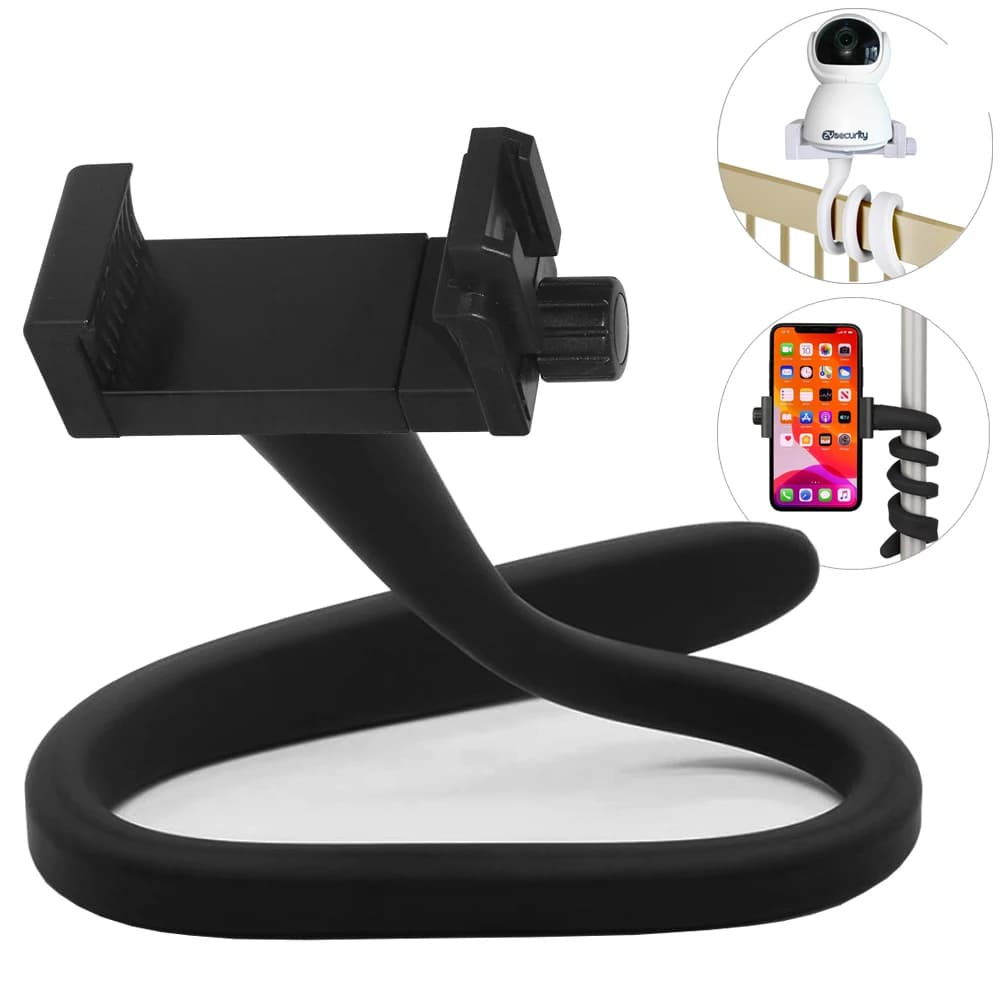 Supporto universale per baby monitor, supporto per telefono cellulare con morsetto flessibile in silicone, supporto ideale per telecamera IP, asta per culla senza fori