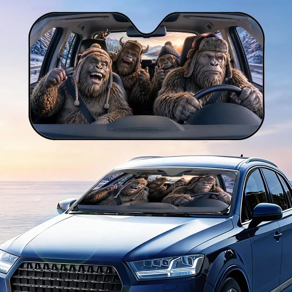 Divertente Parasole per Auto a Forma di Bigfoot con Cappello, Protezione UV Riflettente Pieghevole e Isolante dal Calore