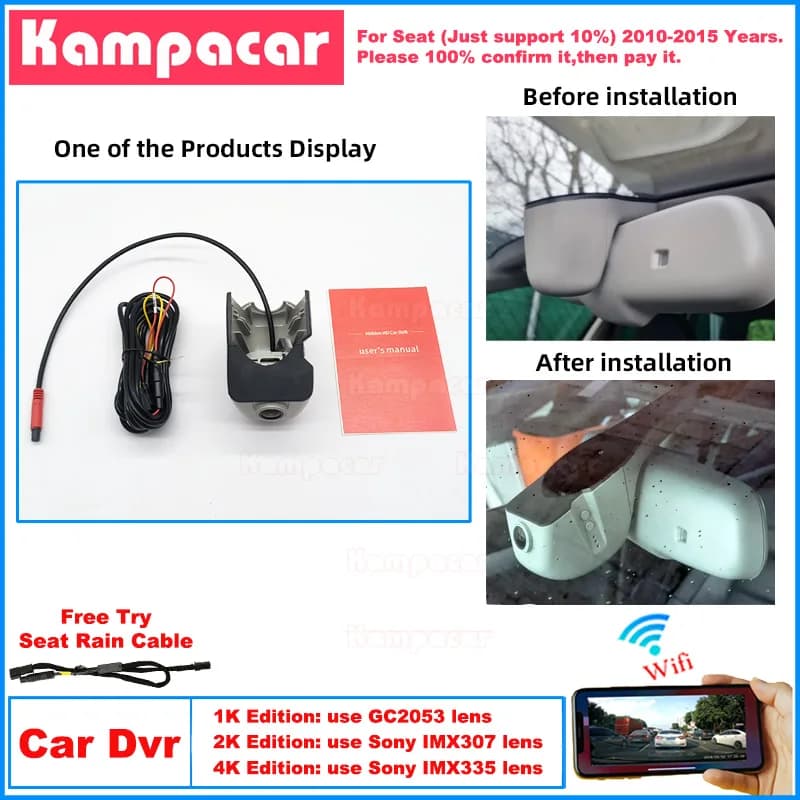 New Plug and Play ST03 1K 2K Dash Cam Auto Dvr Camera For Seat Exeo ST 2010-2015 (For Audi A4 A3 A6 A5 TT Q5 Q7 4l 2006-2012)