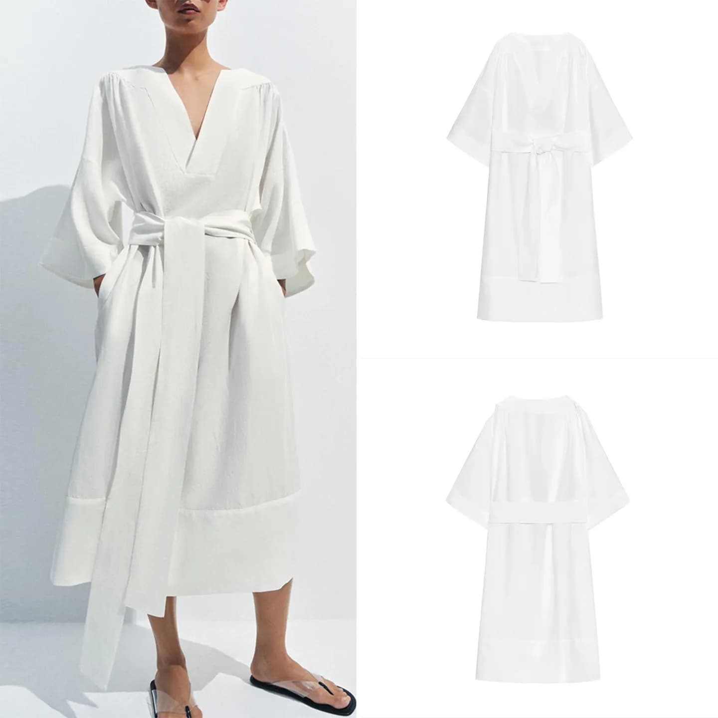 Abito chemisier lungo alla moda con cintura da donna, estivo 2026, personalizzato per l'abbigliamento quotidiano, Zadata, altro tessuto, altro materiale