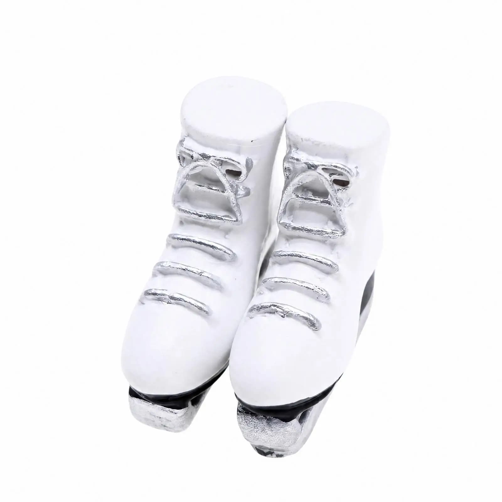 White Miniature Ice Skates Decorative Miniature Skate with Silver Blade Doll Ice Skate Accessory Highly Detailed