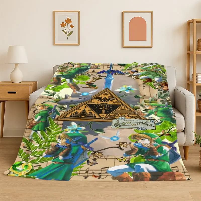Classic Z-Zelda Cartoon Games Soft Flannel Throw Blanket,Cozy Blanket for Bed,Couch,Sofa,Bedroom,Living Room,Picnic kids Camping