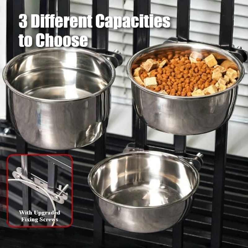 Double-Bolt Lock Stainless Steel Anti-Tip Pet Bowl – Wall Mounted Food & Water Dish Heavy-Duty Non-Spill Design for Cats/Dogs
