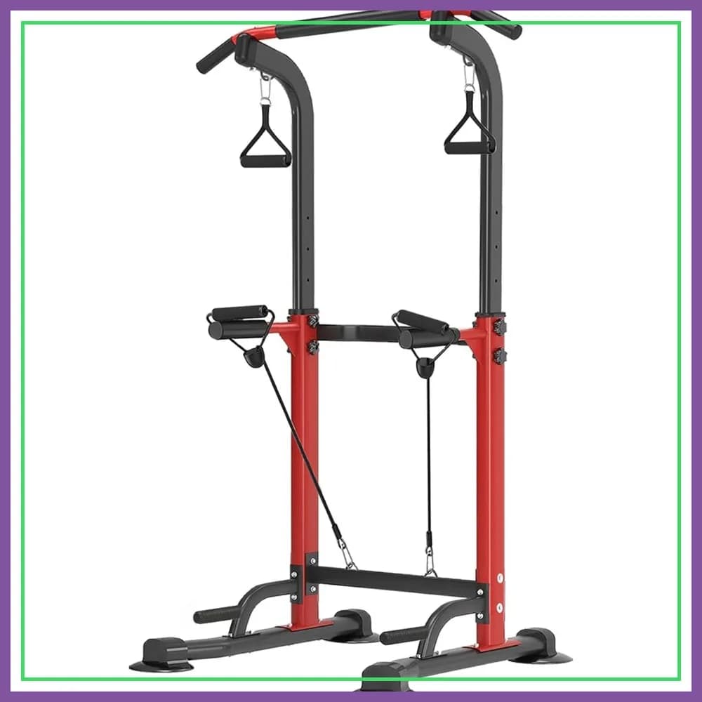 Power Tower con Barra per Trazioni, Stazione Dip, Attrezzatura Regolabile per Palestra Domestica, Salvaspazio, Sotto i 180 cm
