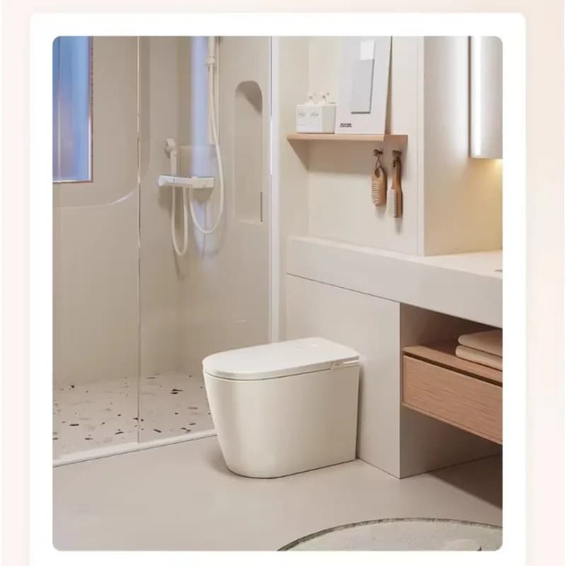 Fully Automatic Smart Toilet with Heated Seat Warm Wash Dual-Flush Modern Design S-Trap Drainage and Remote Control Included